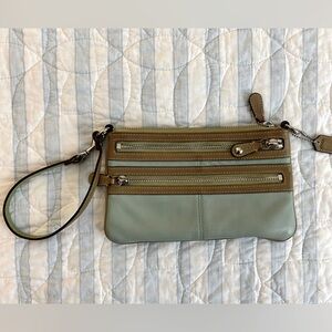 Coach Vintage Blue Green Leather Wristlet